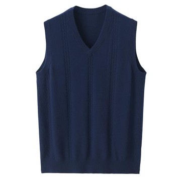 絨喆鄂爾多斯市產羊絨背心馬甲男V領商務純色保暖毛坎肩毛衣K1726