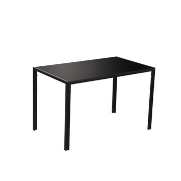 E-home Tabor塔博玻璃面金屬框餐桌-幅120cm-黑色黑色