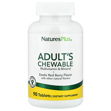 NaturesPlus, 成年人多維生素和礦物質咀嚼片，異國紅漿果，90 片