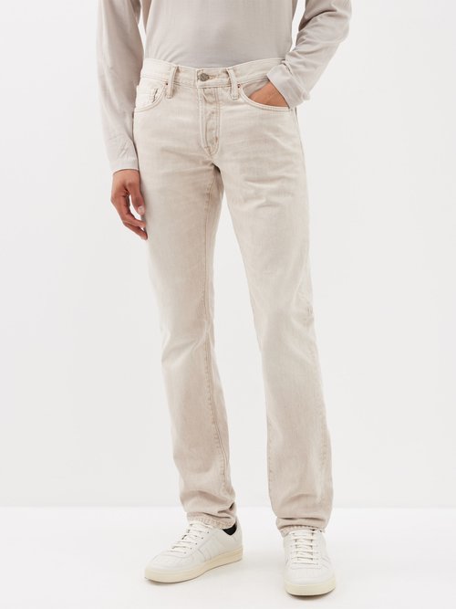 Tom Ford - Washed Slim-leg Jeans - Mens - Off White