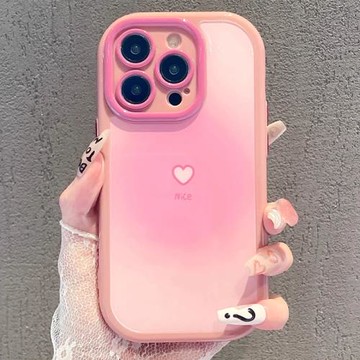 粉色暈染愛心適用蘋果15promax手機殼iPhone14pro保護套13全包防摔12個性新款11小清新高級x硅膠xs簡約xr女16