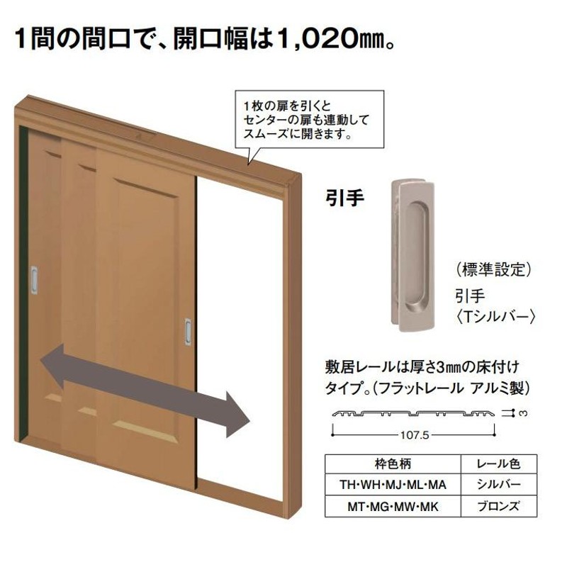 DAIKEN(大建工業) ハピア 3枚連動引戸 【デザインD3】見切枠