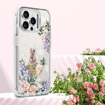 iPhone 全系列 防震雙料隱形立架水晶彩鑽手機殼-邦妮兔花園