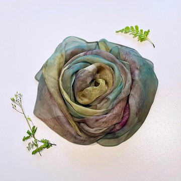 花葉移印染長絲巾 - 柚木之歌