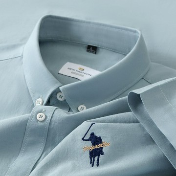 【新款熱賣】牛津紡純棉襯衫男裝夏季新短袖舒適透氣商務簡約純色全棉男士襯衫