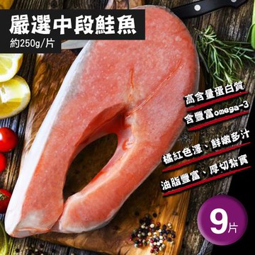 築地一番鮮 智利中段輪切鮭魚 9片(250g/片)