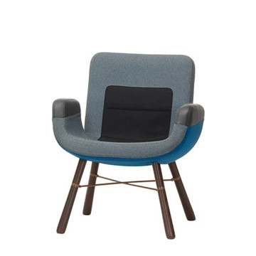 East River 拚色休憩椅（藍 / 煙燻橡木）