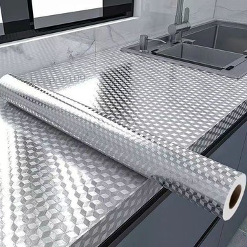 含稅價加厚廚房防水防油貼紙耐高溫牆貼防潮牆紙自粘檯面櫃子鋁箔紙