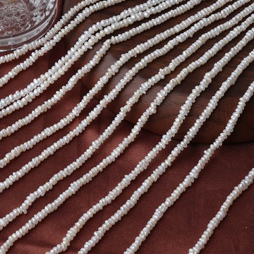 Zz-3.5mm扁珠無核天然淡水珍珠diy散珠一串總長約35-36cm約150顆左右