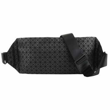 ISSEY MIYAKE  BAOBAO- 幾何細方格斜側背/胸包(霧黑色)