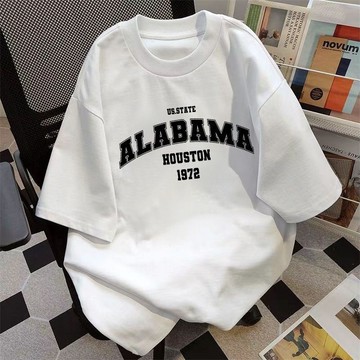 重磅2025短袖T恤夏季美式純棉半袖字母潮牌百搭印花寬鬆上衣小衆