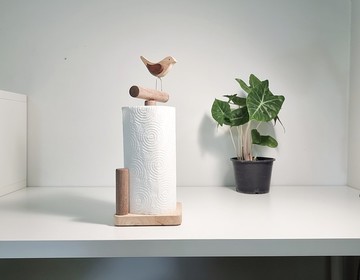 廚房中的木製紙巾架 鳥形 - 清邁木製品