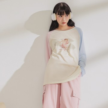 天使配色長版上衣-咖【KT223245】-3色