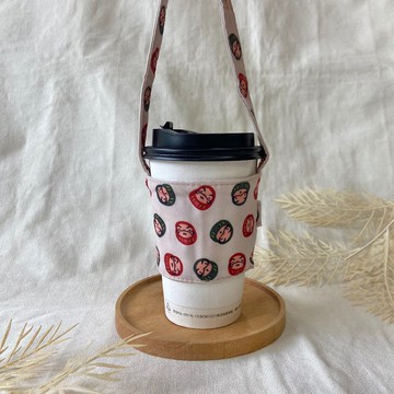 原創 飲料提袋/杯套/福神-經典/灰/紅