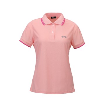 ZMO 女透氣緹花短袖POLO排汗衫-奶油橘 AP698