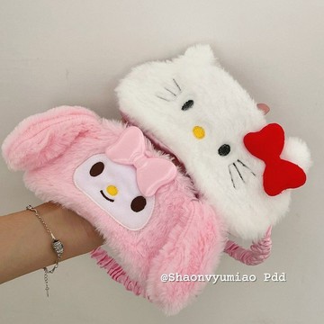 Kitty眼罩🎀 日系ins軟妹Hellokitty毛絨眼罩睡覺遮光冬夏通用助眠眼罩可愛女 睡眠眼罩 可愛眼罩 遮光眼罩