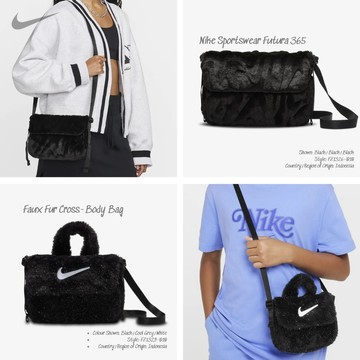 【逢甲 FUZZY】Nike 羊羔绒 羊羔毛 多夾層 可調 側背包 手提包 FZ1326-010 FZ1329-010