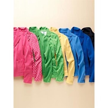 漂亮有型棉針織外套包邊單層彈力大碼西裝二粒扣貼袋款修身顯瘦特