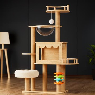 貓架貓爬架貓窩貓樹一體太空艙貓轉盤逗貓玩具小型家用不占地架子