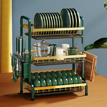 輕奢廚房碗架瀝水架碗碟碗盤多功能家用收納盒放碗筷碗柜置物架子