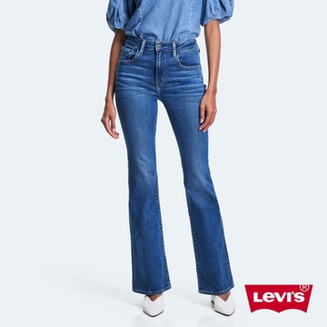 Levis 女款 726高腰修身寬管靴型牛仔長褲 / 精工中藍染水洗 / 彈性布料