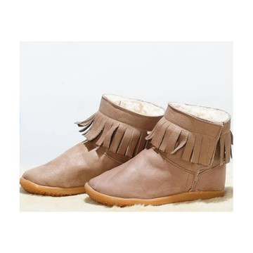 英國 shooshoos 健康無毒真皮手工學步鞋/童鞋_大地色流蘇靴(公司貨)