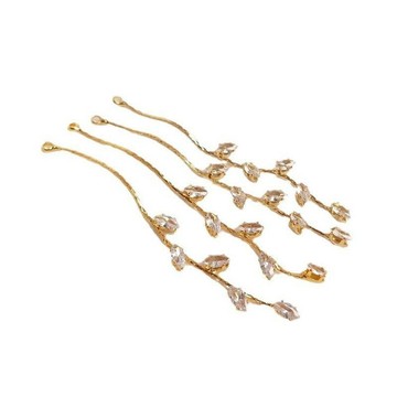 Ala-保色14K18K金色馬眼鋯石柳葉流蘇掛鏈手工耳釘耳環diy耳飾品配件