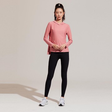 ULTRACOOL-涼感防曬側開衩連帽上衣-乾燥玫瑰