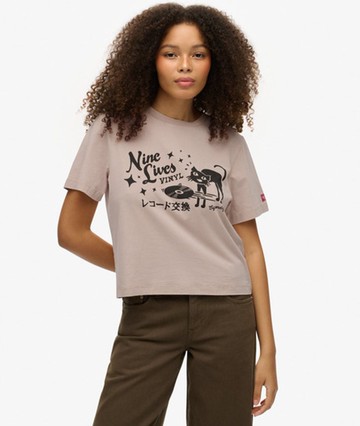 Superdry Women's Roadside Trade Relaxed T-shirt Brown Size: 10