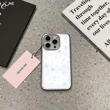 碳纖維銀邊漸變藍白星星適用iPhone17promax手機殼蘋果16pro/15潮14131211
