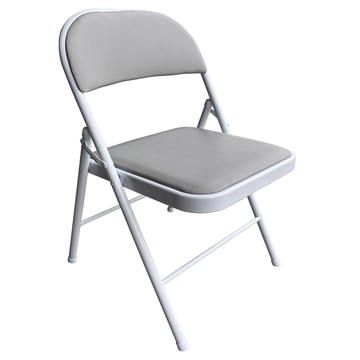 澄境 免組裝皮革摺疊椅 灰+白