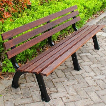 防腐木公園椅戶外長椅庭院休閑椅子露天靠背長條室外鐵藝休息座椅[DD051610]