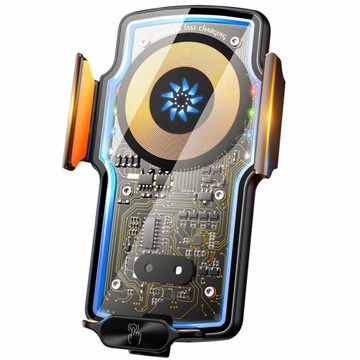 賽博朋克車載手機支架透明無線充電D汽車導航支撐架磁吸快充改裝