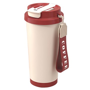 理享家 316不鏽鋼撞色吸管保溫杯/環保隨行咖啡杯 A5174-4 18.2 x 9.2cm  凝脂粉  530ml  1個