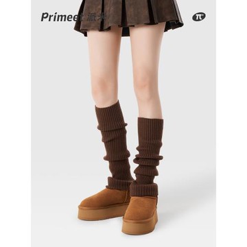 雪地靴襪套女春夏棕色腿套美拉德風針織堆堆襪春季時髦黑色小腿襪