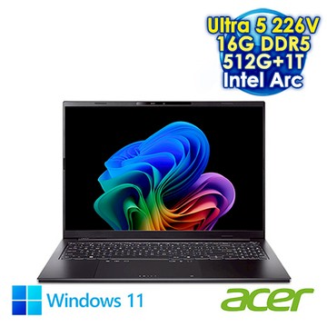 ACER Swift Go 16 SFG16-74-59TK 黑 16吋AI效能筆電 (WUXGA+ OLED/Intel Ultra 5 226V/16G DDR5/512G
