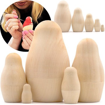 Blank Nesting Dolls Set 5 pcs - Unpainted Dolls - 未完成的嵌套娃娃