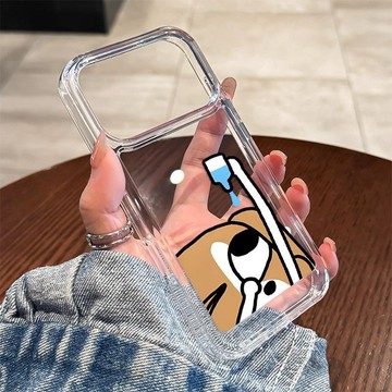 情侶款透明搞怪小狗保護套防摔適用 iPhone18 17promax 16pro 15plus 手機殼