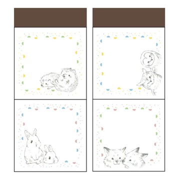 便籤本(貓頭鷹+狐狸/兔子+刺蝟)12.7X5.6CM/50PiC