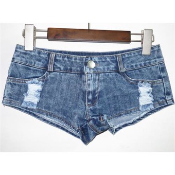 新款顯瘦彈性牛仔短褲超低腰夜店鋼管舞熱褲包臀緊身辣妹女褲包郵