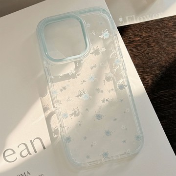 台灣出貨❤小清新適用iPhone16蘋果15手機殼14promax溫柔藍花朵13透明11軟套