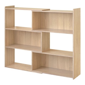 《HOPMA》多用途三層伸縮書櫃 台灣製造 收納置物櫃 收藏轉角櫃 展示書架-淺橡(漂流)木