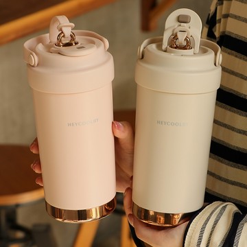 窩窩生活小鋪 陶瓷咖啡杯 陶瓷保溫杯 雙飲口保溫杯 500ml保溫杯 簡約咖啡杯 吸管保溫杯 手提保溫杯 吸管咖啡杯