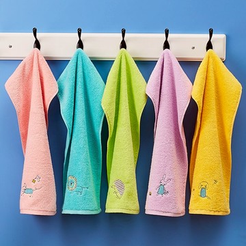 毛巾洗臉純棉軟吸水家用不易掉毛卡通兒童寶寶洗澡毛巾長方形全棉