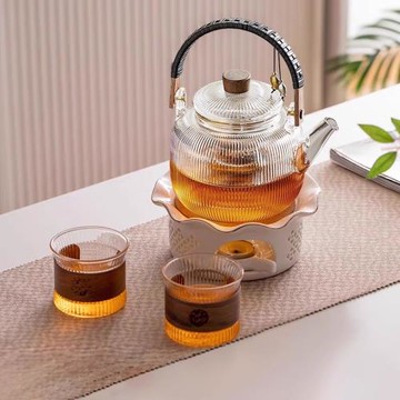 憶壺茶玻璃茶壺溫茶爐套裝家用下午茶蠟燭保溫底座耐熱花茶壺茶爐