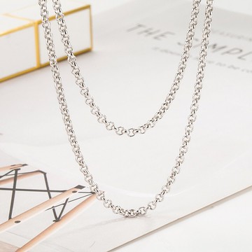 日韓S925純銀男女生項鏈男款時尚簡約銀飾單鏈吊墜配鏈情侶禮物