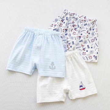 3條裝 新款竹節棉兒童短褲 男寶寶純棉薄款3分褲 居家外穿四角褲