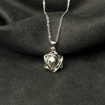 星願轉運珠(雪白銀)- 瑞典天鐵 天鐵 隕石 大衛星 擋煞 辟邪 能量項鍊 保證天然 附不鏽鋼0.3細鍊 S26AE05-16