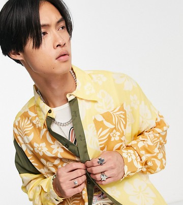 Reclaimed Vintage inspired long sleeve spliced shirt in floral print-Multi