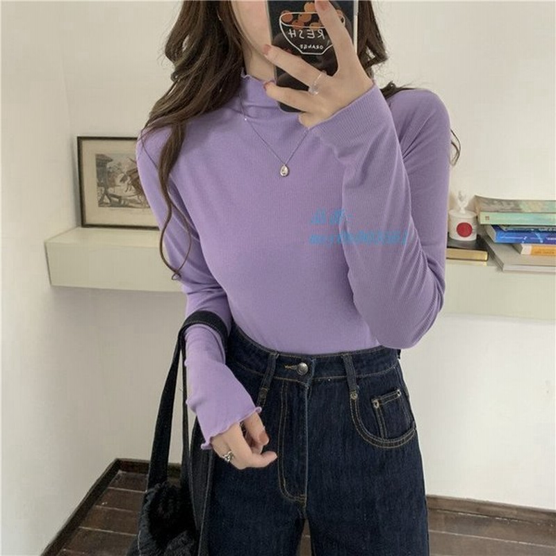 Tシャツ 長袖 レディース スリムtシャツ 長袖tシャツ 無地ハーフ ハイネック 9色 タイトtシャツ 重ね着 カットソー アンダーウェア 無地tシャツ 通販 Lineポイント最大0 5 Get Lineショッピング